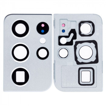 Camera Lens Glass with Frame For Samsung Galaxy S21 Ultra White Camera Lens Glass with Frame For Samsung Galaxy S21 Ultra White