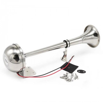 12V 125dB Car Truck Boat Stainless Steel Electric Horn with Mounting BracketSilver