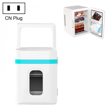 10L Mini Refrigerator Car Home Dual-use Small Dormitory Refrigerator, CN Plug(White Blue)
