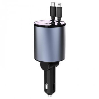 100W Metal Car Retractable Cable Cigarette Lighter Charger, Specification: 8 Pin+TYPE-C