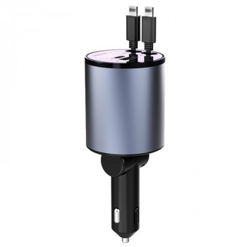 100W Metal Car Retractable Cable Cigarette Lighter Charger, Specification: 8 Pin+8 Pin (2.4A)