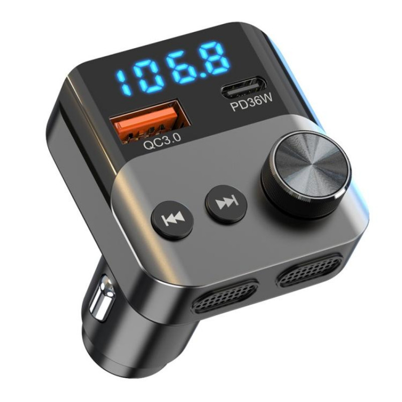 BC98 Car PD 36W Fast Charging QC3.0 Charger FM Transmitter Bluetooth 5.3 Hands-Free Call