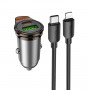 hoco NZ16A Rigorous PD25W and QC3.0 Dual Port Car Charger Set with Type-C to 8 Pin Cable(Grey)