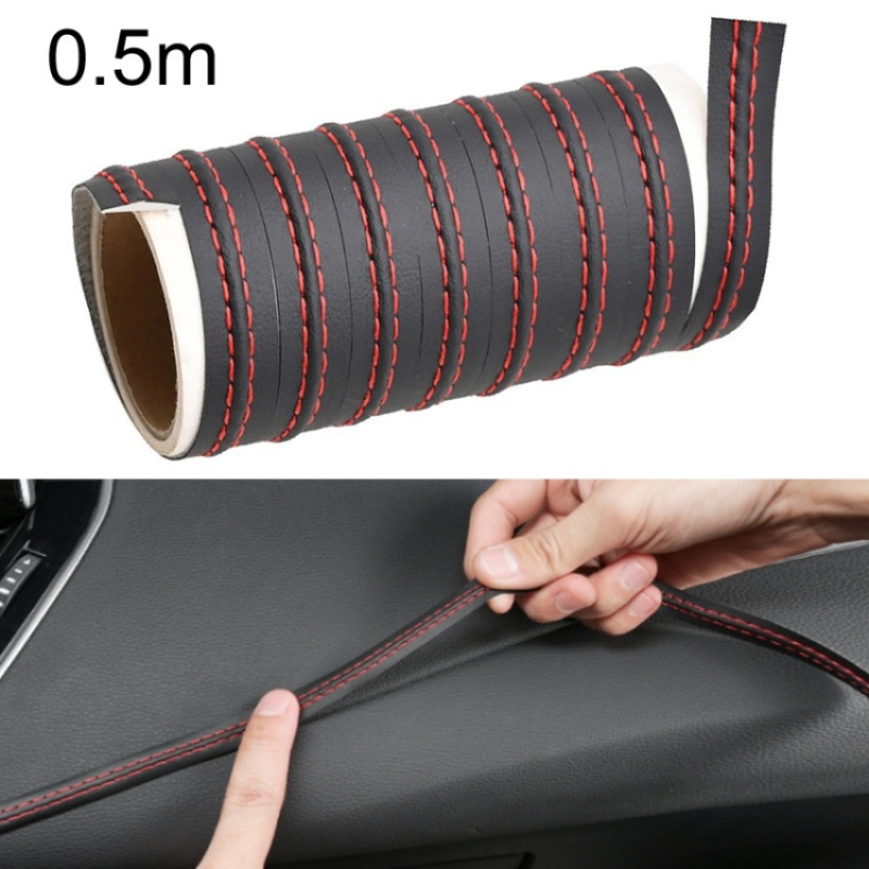 0.5m Car Center Console Interior Modification Leather Gap Strip(Black Red) 0.5m Car Center Console Interior Modification Leather Gap Strip(Black Red)