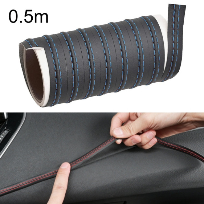 0.5m Car Center Console Interior Modification Leather Gap Strip(Black Blue) 0.5m Car Center Console Interior Modification Leather Gap Strip(Black Blue)
