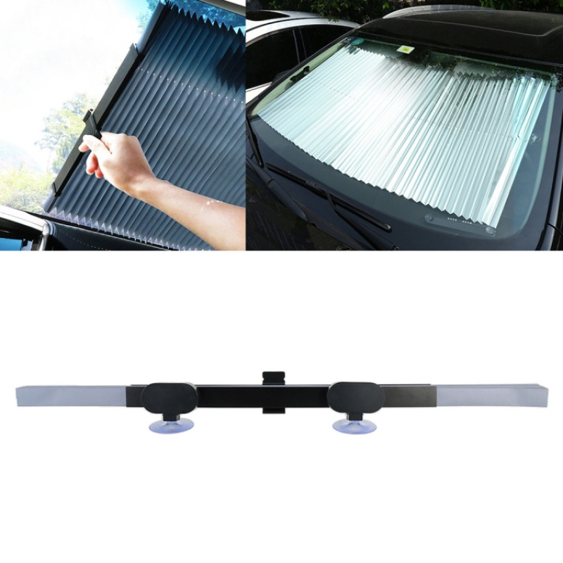 Car Sucker Suction Cups Retractable Windshield Sun Shade Block Sunshade Cover for Solar UV Protect, Size: 65cm Car Sucker Suction Cups Retractable Windshield Sun Shade Block Sunshade Cover for Solar UV Protect, Size: 65cm