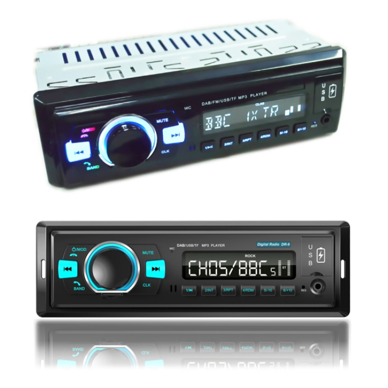 1-Din Car DAB Radio Player Stereo System FM Receiver, Support Bluetooth & U Disk & MP3 & TF Card
