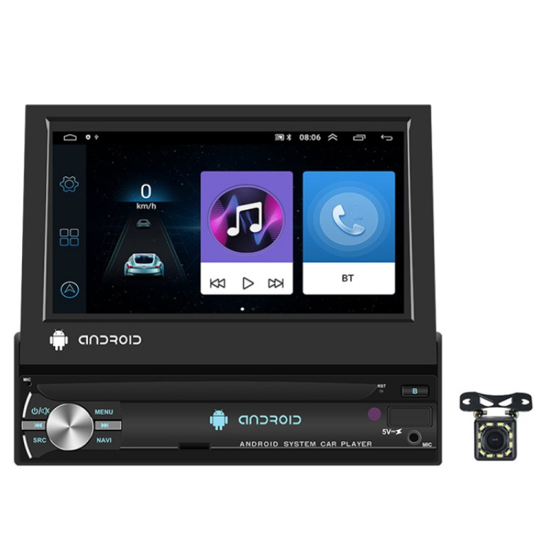 1+32G 7-Inch Single Din Android 10.0 Carplay Screen With GPS Navigation/Bluetooth/Mirror Link/DVR Input, Spec: With 12-light Camera