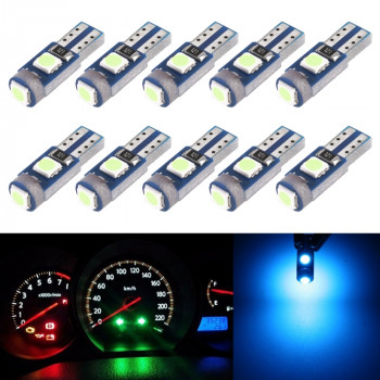 10 in 1 Car T5 0 2W DC12V Instrument Panel LED Decorative Light Ice Blue Light