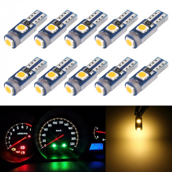 10 in 1 Car T5 0 2W DC12V Instrument Panel LED Decorative Light Yellow Light