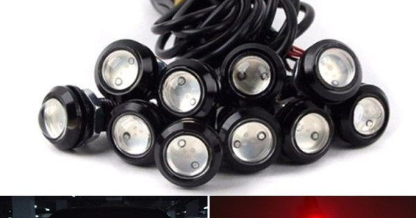 2 Eye Razorlight 10 PCS 18mm 15W DC980V Motorcycle Eagle Eye Light Double LensRed Light