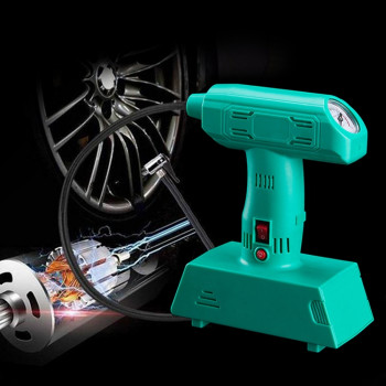 1 Set 12V Portable Metal Inflatable Pump Super Brightness Lighting Air Compressor Pump(Green)