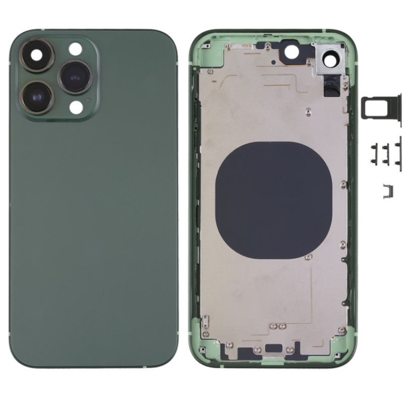 Frosted Frame Back Housing Cover with Appearance Imitation of iP13 Pro for iPhone XR(Green)