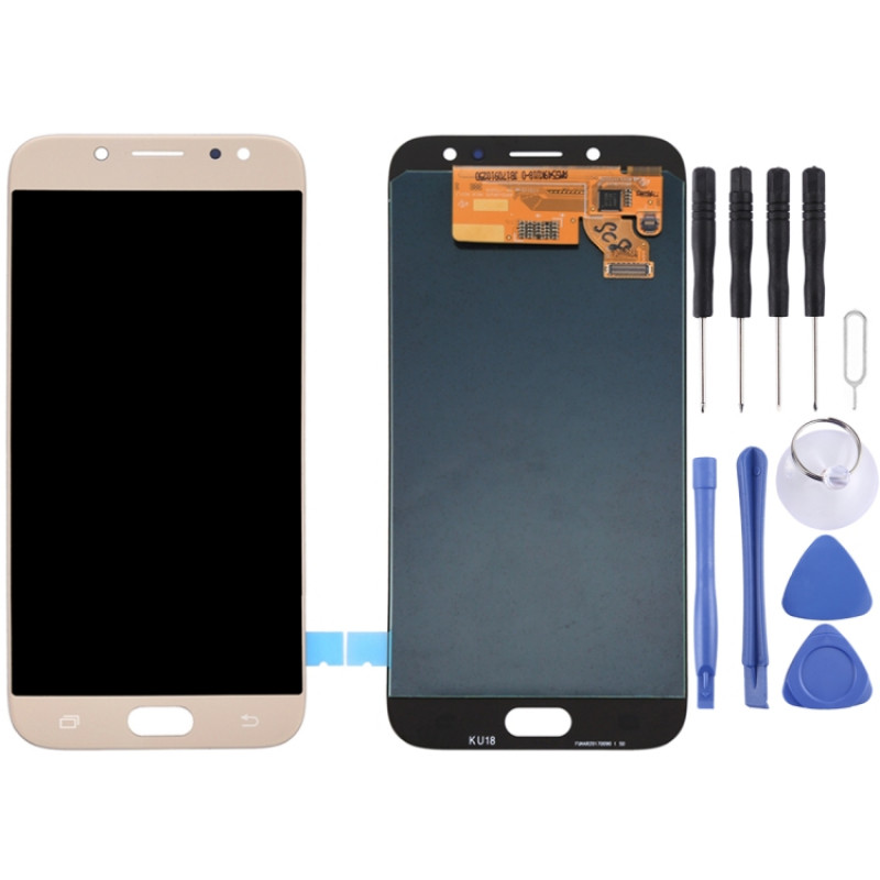 Original Super AMOLED LCD Screen for Galaxy J7 (2017) / J7 Pro, J730F/DS, J730FM/DS with Digitizer Full Assembly (Gold)