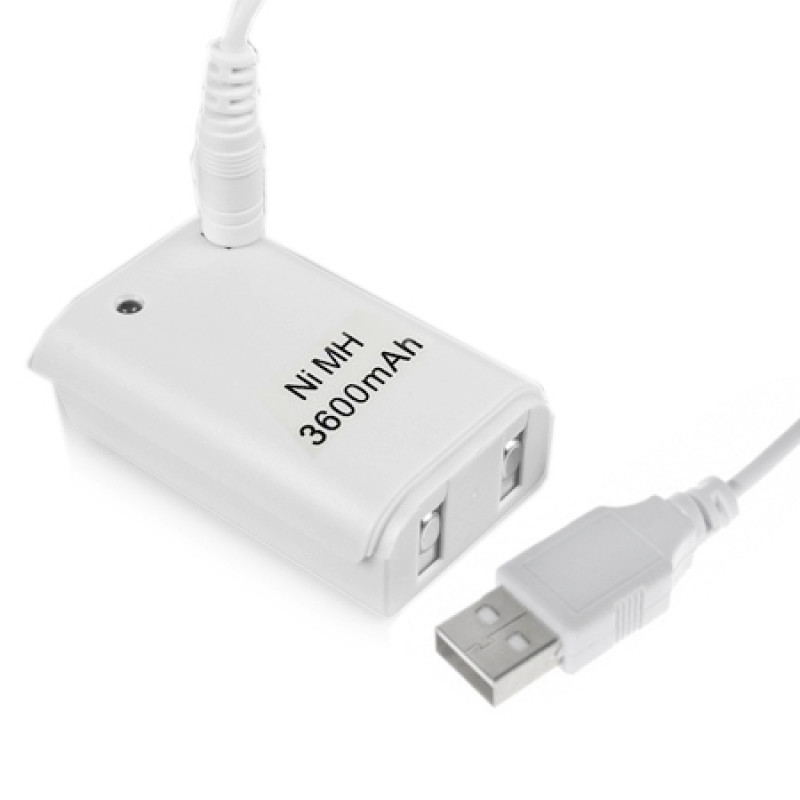 3600mAh Rechargeable Battery for XBOX 360 Controller & USB Cable(White) 3600mAh Rechargeable Battery for XBOX 360 Controller & USB Cable(White)