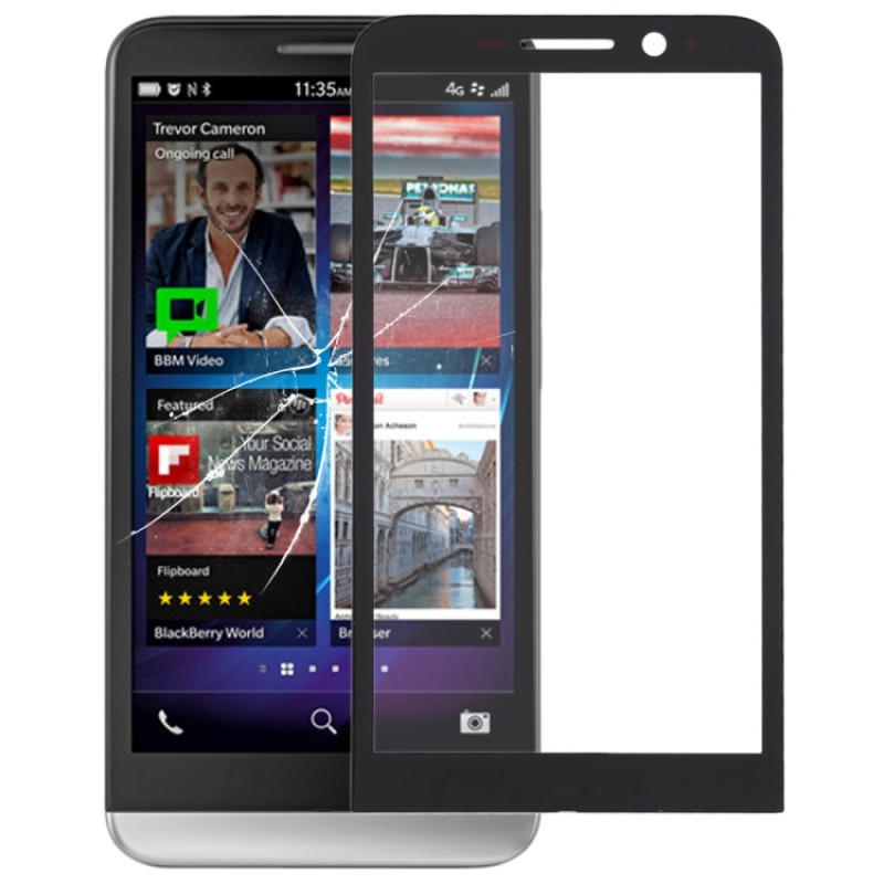 Front Screen Outer Glass Lens for BlackBerry Z3(Black)