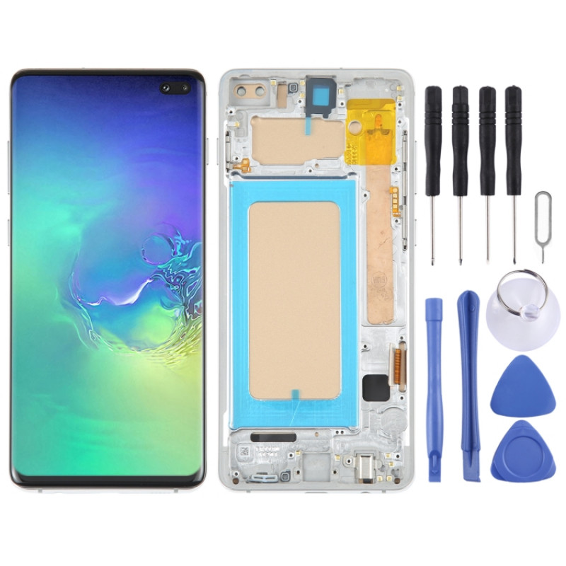 TFT LCD Screen For Samsung Galaxy S10+ SM-G975 Digitizer Full Assembly with Frame, Not Supporting Fingerprint Identification(Silver)