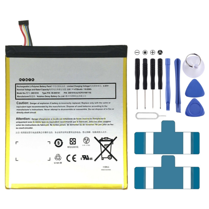 Amazon Kindle Fire HD 8 6th Gen PR53DC 4750mAh Li-polymer Battery Replacement Amazon Kindle Fire HD 8 6th Gen PR53DC 4750mAh Li-polymer Battery Replacement