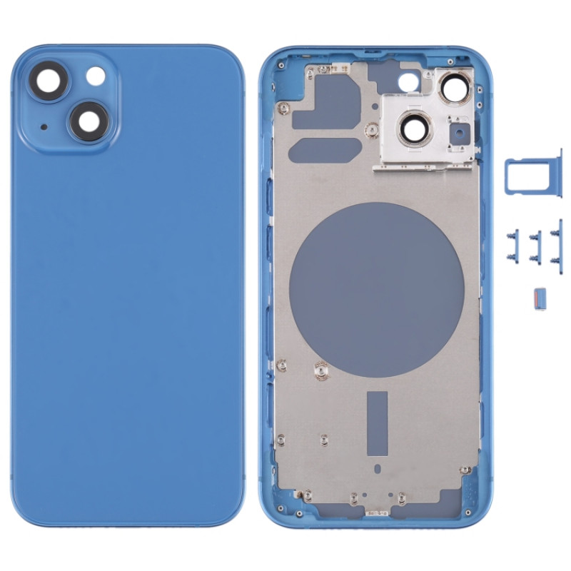 Back Housing Cover with SIM Card Tray & Side Keys & Camera Lens for iPhone 13(Blue) Back Housing Cover with SIM Card Tray & Side Keys & Camera Lens for iPhone 13(Blue)