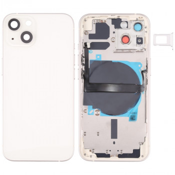 iPhone 13 Battery Back Cover with Side Keys & Card Tray & Power + Volume Flex Cable & Wireless Charging Module(White)