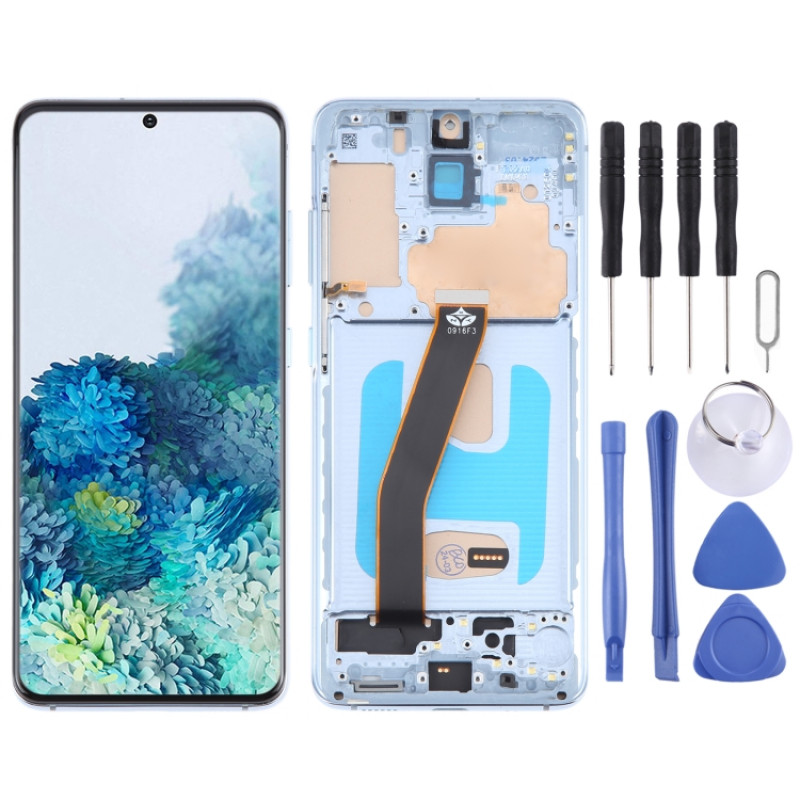 Samsung Galaxy S20 SM-G980 TFT LCD Screen Digitizer Full Assembly with Frame, Not Supporting Fingerprint Identification(Blue)