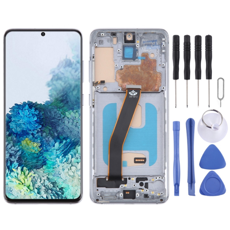 Samsung Galaxy S20 SM-G980 TFT LCD Screen Digitizer Full Assembly with Frame, Not Supporting Fingerprint Identification(Silver)