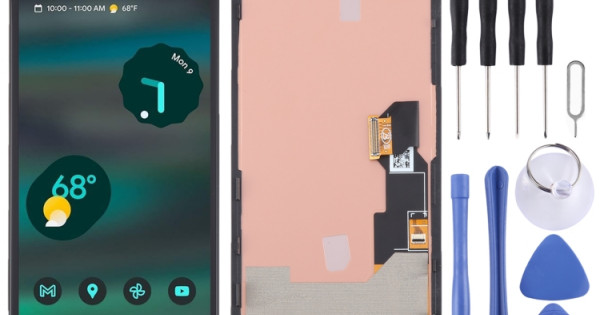 Display OLED Per Google Pixel 6A, Schermo Di Ricambio Con Sensore Impronte E Tool Di Montaggio – Nero Con Cornice - copertina