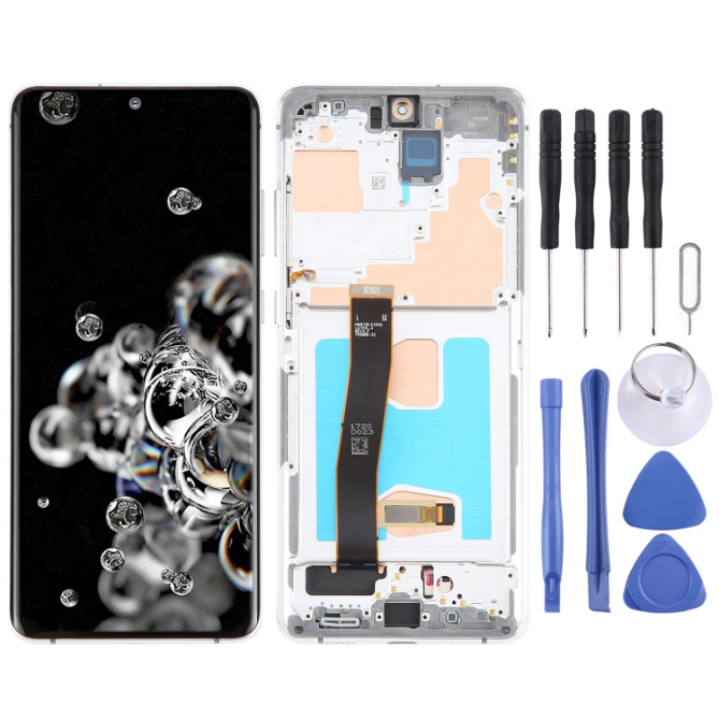 Samsung Galaxy S20 Ultra 4G/5G SM-G988 6.67 inch OLED LCD Screen Digitizer Full Assembly with Frame (Silver)