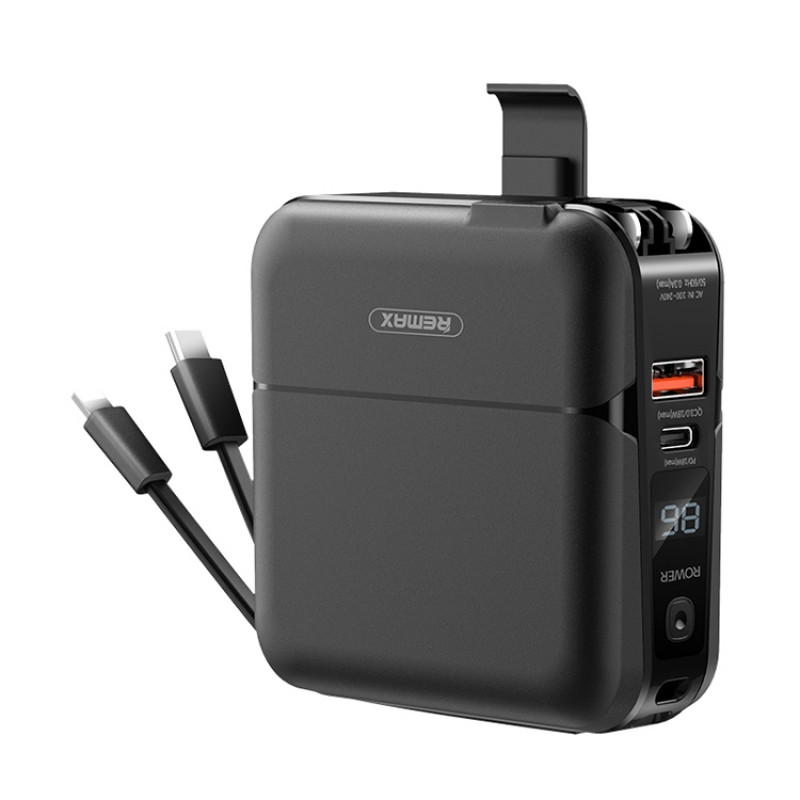 REMAX RPP-20 Unbounded Four-in-One Multifunctional Mobile Power Bank Charger, USB + 2 Type-C + 8 Pin, CN Plug(Black)