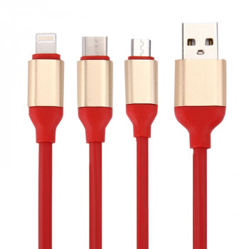1.2m 2A 3 in 1 Type C & 8 Pin & Micro USB to USB 2.0 Charger Cable, For iPhone, iPad, Samsung, HTC, LG, Sony, Huawei, Lenovo, Xiaomi, Google, OnePlus and other Smartphones(Red)