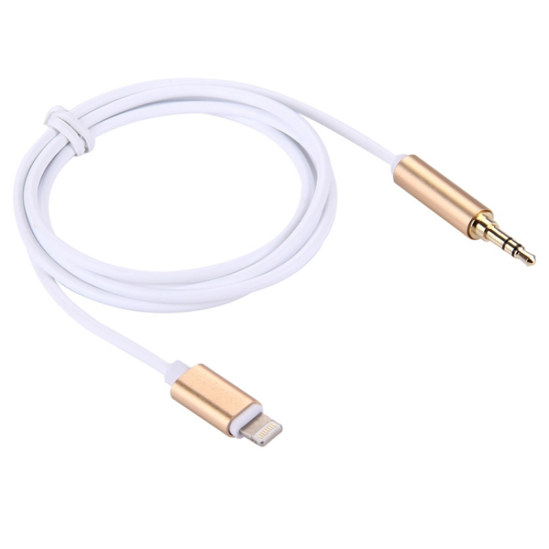 8 Pin to 3.5mm Audio AUX Cable for iPhone 7 / iPhone 7 Plus / iPhone 6 & 6s / iPhone 6 Plus & 6s Plus, Support iOS Mobile Phones, Length: About 1m(Gold)