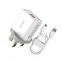 WK WP-U57 Max 18W Maxspeed QC3.0 Fast Charger + USB to Micro USB Data Cable, Plug Type:UK Plug