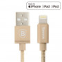 Baseus 1m AntiLa Series Simple Version MFI Metal Head 8pin to USB Data / Charger Cable, For iPhone X, iPhone 8, iPhone 7 & 7 Plus, iPhone 6 & 6s, iPhone 6 Plus & 6s Plus, iPhone 5 & 5s & 5C, iPad Air, iPad mini(Gold)