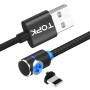 TOPK AM30 1m 2.4A Max USB to 8 Pin 90 Degree Elbow Magnetic Charging Cable with LED Indicator(Black)