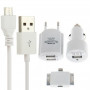 6 in 1 (EU Plug 2 USB Ports Charger, Car Charger, USB Cable, 8 Pin+30 Pin+Tab 30 Pin+Micro USB Adapter) Travel Kit, For iPad, iPhone, Galaxy, Huawei, Xiaomi, LG, HTC and Other Smart Phones, Rechargeable Devices(White)