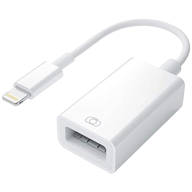 8 Pin to Single USB Port Camera Adapter, Support iOS 9.2 or Above (White)