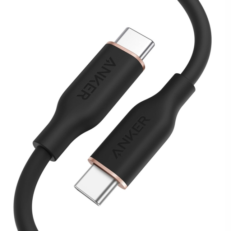 ANKER A8552 Powerline III 0.9m Skin Friendly Dual Type-C Data Cable PD100W Fast Charging Cable(Black) ANKER A8552 Powerline III 0.9m Skin Friendly Dual Type-C Data Cable PD100W Fast Charging Cable(Black)