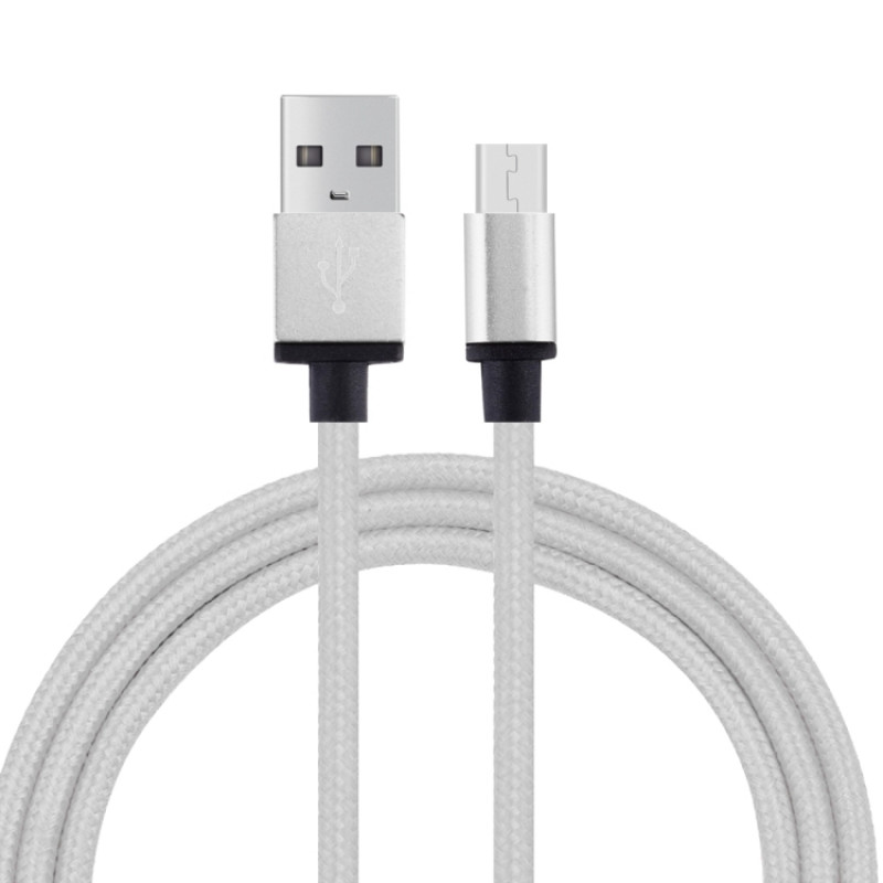 1m Woven Style Metal Head 58 Cores Micro USB to USB 2.0 Data / Charger Cable, For Samsung / Huawei / Xiaomi / Meizu / LG / HTC and Other Smartphones(Silver)