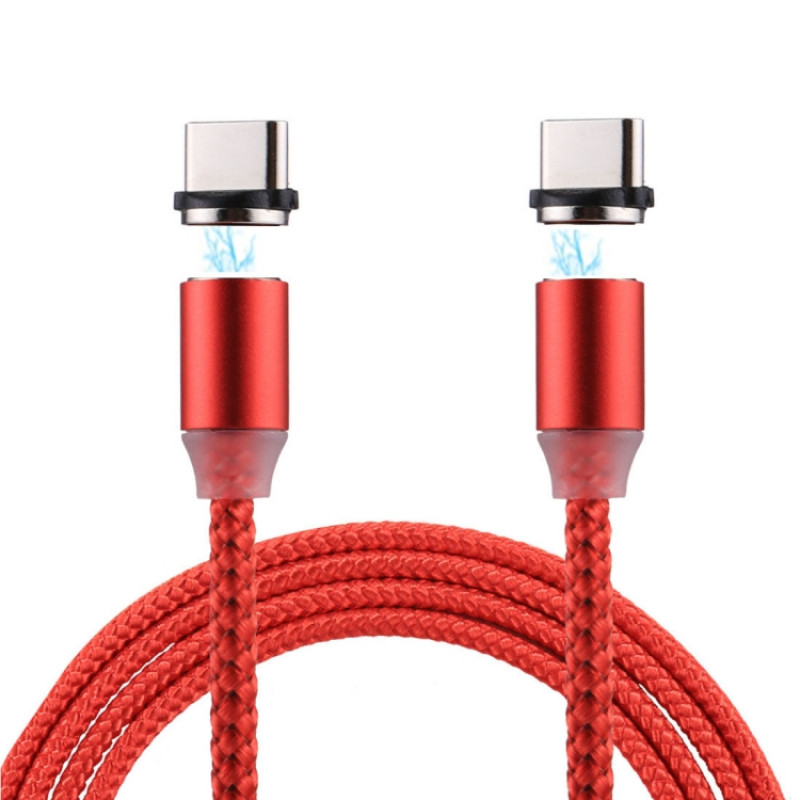 1.2m Weave Line USB-C / Type-C to USB-C / Type-C Double Head Magnetic Charging Cable, For Galaxy S8 & S8 + / LG G6 / Huawei P10 & P10 Plus / Xiaomi Mi 6 & Max 2 and other Smartphones(Red)