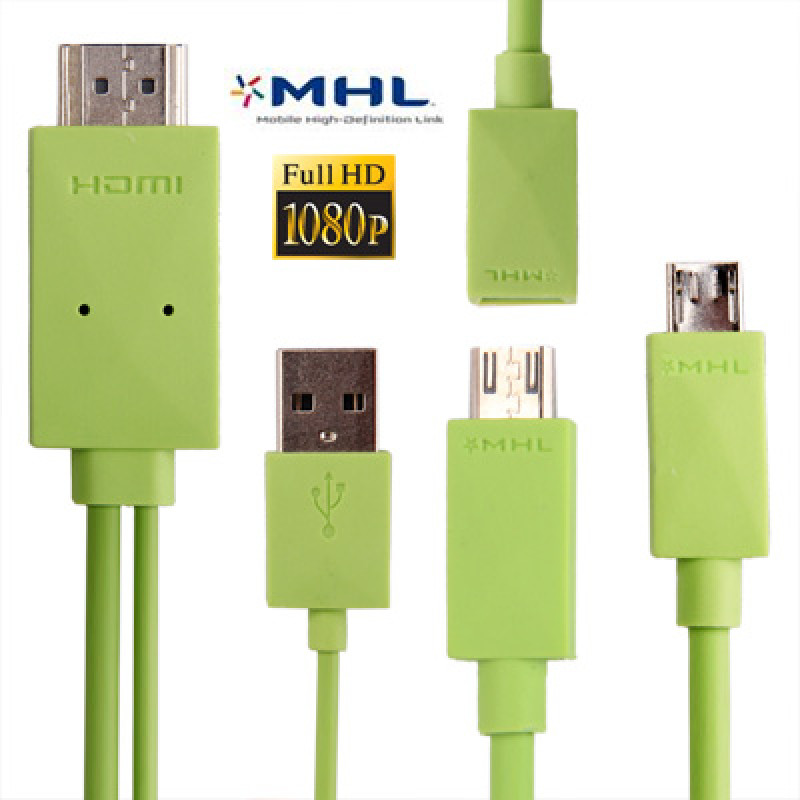 1.8m Multi Use Micro USB MHL to HDMI HDTV Adapter Cable, Support 1080P Full HD Output(Green)