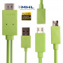 1.8m Multi Use Micro USB MHL to HDMI HDTV Adapter Cable, Support 1080P Full HD Output(Green)