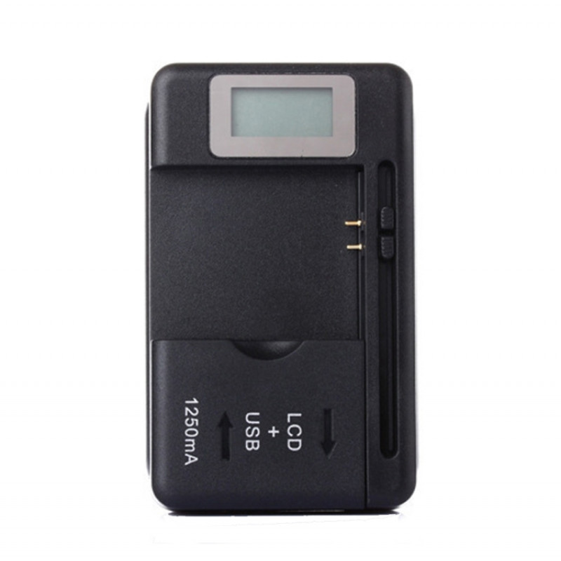 SS-5 Universal Cell Phone Battery Charger With USB Output & LCD Display, US Plug(Black)