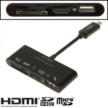 (Full HD 1080P HDMI + USB + Sync + SD / TF Card ) HDMI Connection Kits, Support OTG & Sync Function, For Galaxy Note III / S IV / i9500 / i9300 / N7100 / i9220 / HTC One / M7(Black) (Full HD 1080P HDMI + USB + Sync + SD / TF Card ) HDMI Connection Kits, Support OTG & Sync Function, For Galaxy Note III / S IV / i9500 / i9300 / N7100 / i9220 / HTC One / M7(Black)