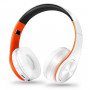 LPT660 Foldable Stereo Bluetooth Headset MP3 Player, Support 32GB TF Card & 3.5mm AUX(White Orange)