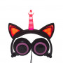 LX-CT888 3.5mm Wired Children Cartoon Glowing Horns Computer Headset, Cable Length: 1.5m(Unicorn Petal Pink Black)