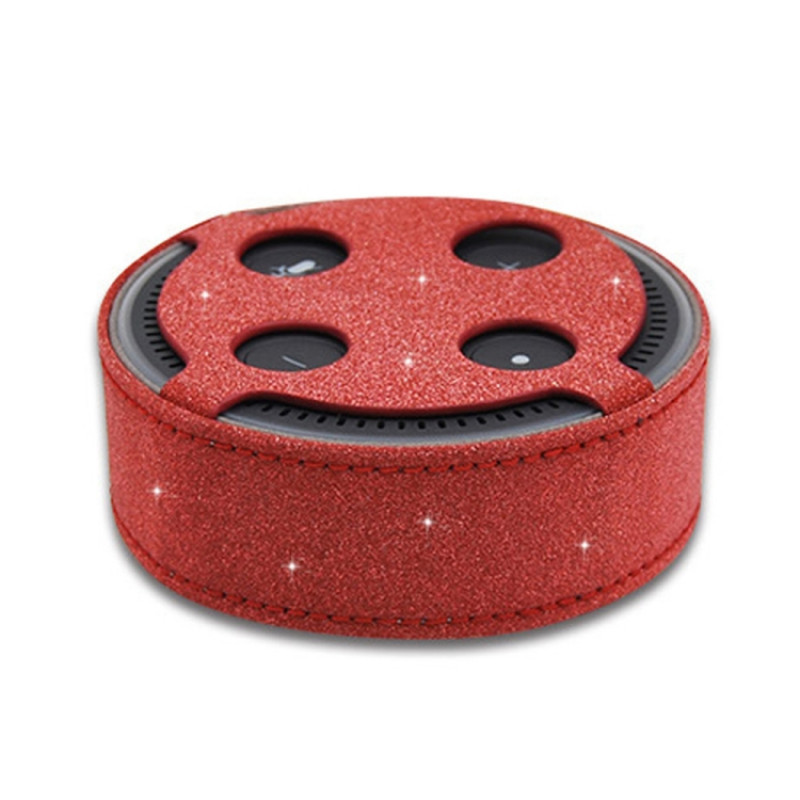 1188 Amazon Echo Dot 2 Intelligent Bluetooth Speaker Plain Weave Flash PU Protective Case Amazon Protection Cover(Red)