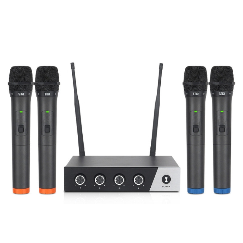 XTUGA S400 Professional 4-Channel UHF Wireless Microphone System with 4 Handheld Microphone(UK Plug) XTUGA S400 Professional 4-Channel UHF Wireless Microphone System with 4 Handheld Microphone(UK Plug)