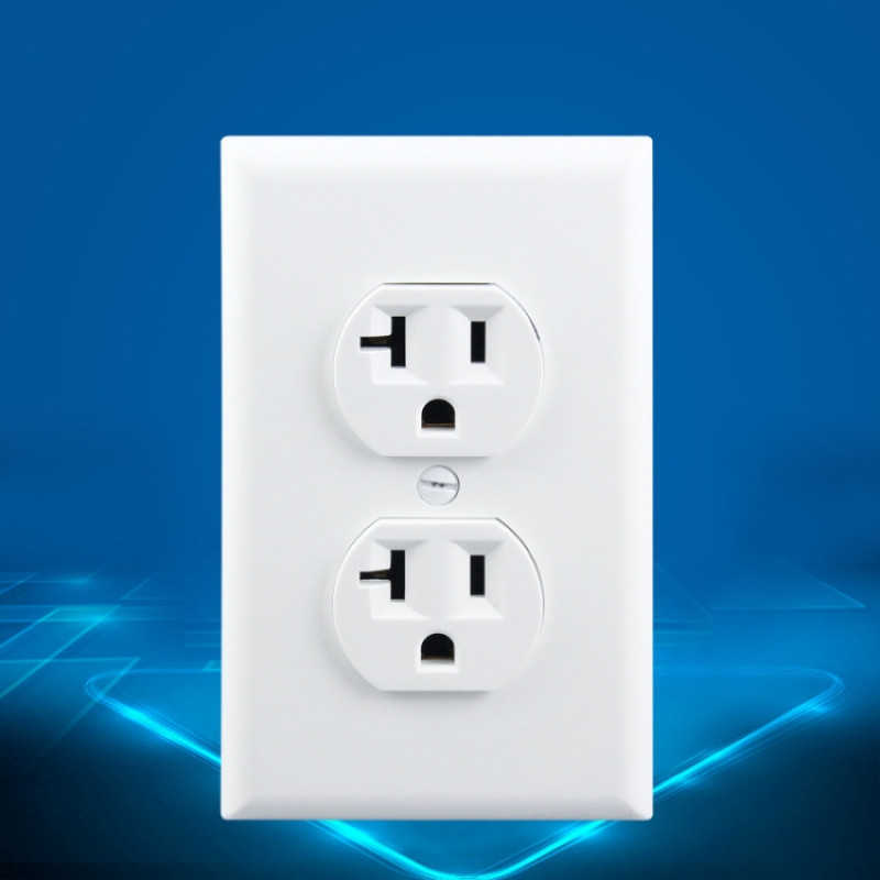 PC Double-connection Power Socket Switch with USB, US Plug, Square White UL 20A Double Plug