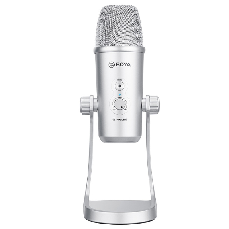 BOYA BY-PM700SP Four Directivity USB Studio Recording Condenser Microphone with Desktop Stand(Silver)