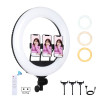 [RUS Warehouse] PULUZ 18 inch 46cm Curved Surface USB 3 Modes Dimmable White Light LED Ring Vlogging Photography Video Lights with Remote Control & 3 x Phone Clamps(EU Plug)